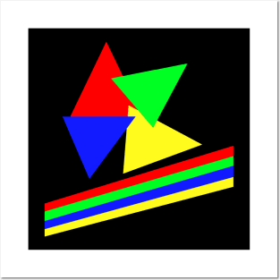 Red Blue Green Yellow Triangles And Lines Posters and Art